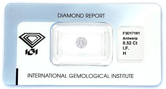 Foto 1 - Diamant 0,52ct Brillant IGI Lupenrein Wesselton Weiss H, D5184