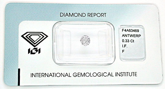 Foto 1 - Diamant IGI 0,33ct Lupenrein Top Wesselton VG/VG, D5504