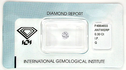 Foto 1 - Diamant IGI Brillant 0,30ct Lupenrein Top Wess G, D5527