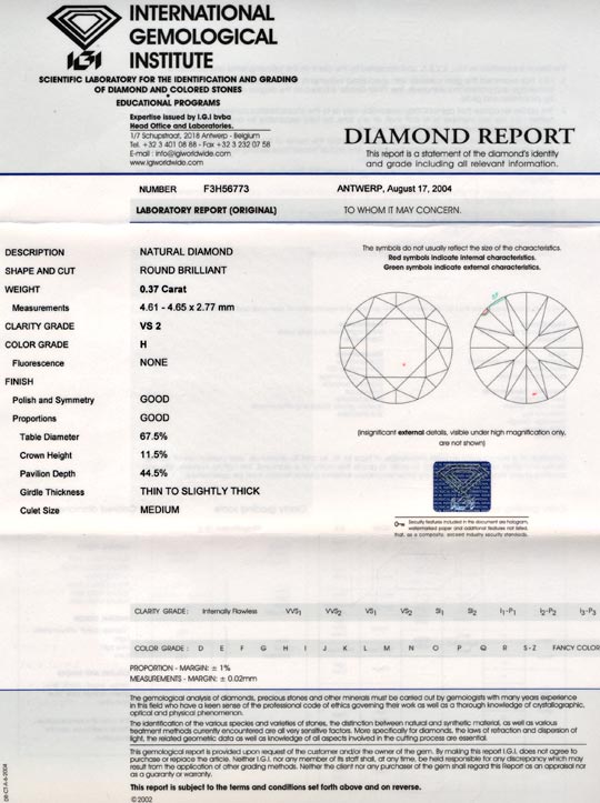 Foto 9 - Diamant, IGI, Brillant 0,37ct Weiss Wesselton H, D5675