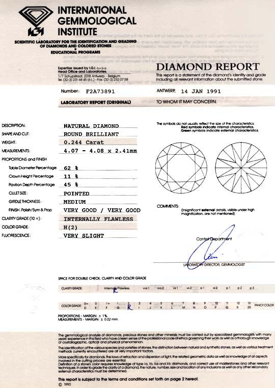 Foto 9 - Diamant IGI 0,244ct Brillant Lupenrein Wesselton, D5748