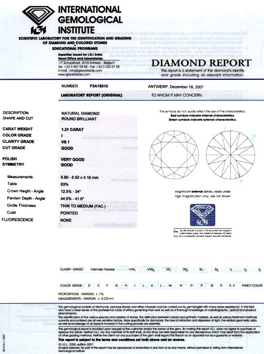 Foto 9 - Einkaräter 1,21Carat Brillant VS1 IGI Gutachten Diamond, D5885