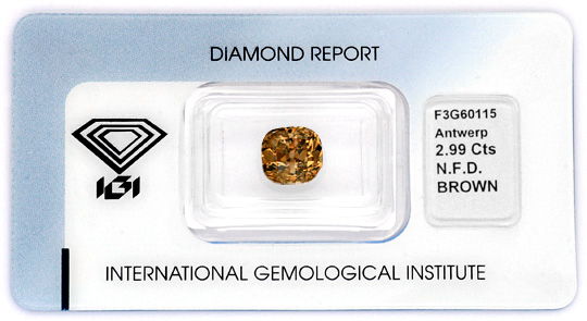 Foto 1 - 2,99ct Rot Goldbraun Diamant Deep Brown Cushion Cut IGI, D6106