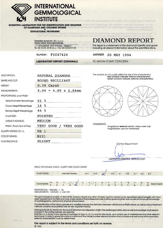 Foto 9 - Diamant 0,39 Brillant Wesselton Weiss VS1 IGI Expertise, D6538