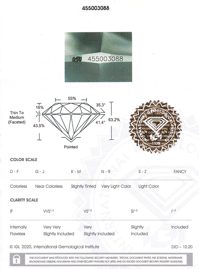 Foto 9 - Diamant 0,30ct Wesselton H SI 3 excellent IGI, D7006