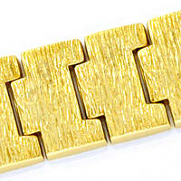 zum Artikel Glieder Armband mit Borken Gravurmuster in 14K Gelbgold, K2036