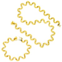 zum Artikel Designer-Set Goldkollier Goldarmband Halb Kreise in 14K, K2133