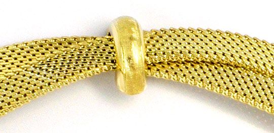 Foto 2 - Flecht Gold-Collier, mit drei Gravierten Überwürfen 14K, K2255