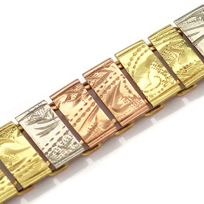 Foto 2 - Antikes Goldarmband 14K Gelbgold, Rotgold und Weißgold, K2738