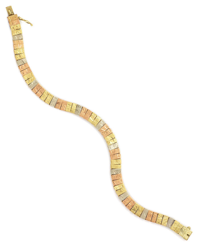 Foto 3 - Antikes Goldarmband 14K Gelbgold, Rotgold und Weißgold, K2738