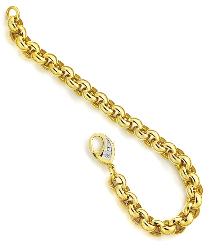 Foto 3 - Goldkette und Armband mit Diamantkarabiner Erbsenmuster, K3133