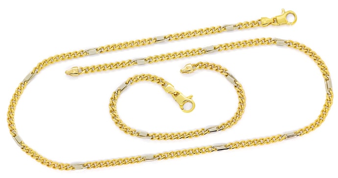 Foto 1 - Halskette mit Goldarmband Set Figaropanzer, massiv Gold, K3142