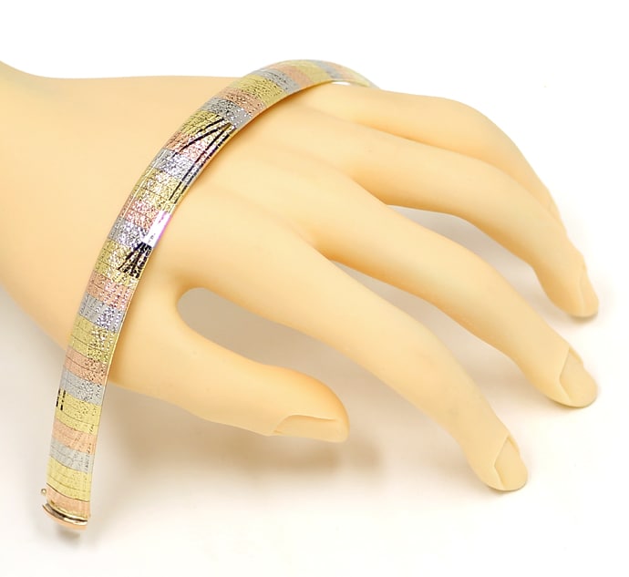 Foto 4 - Armband in massiv Gelbgold-Rotgold-Weißgold diamantiert, K3187