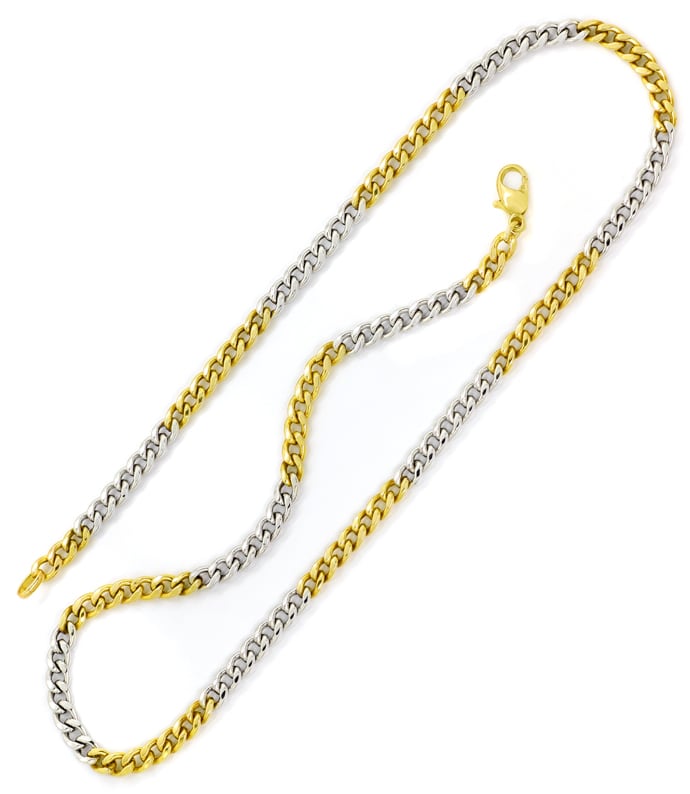 Foto 3 - Gelbgold-Weißgold-Flachpanzer Goldkette 50cm lang, K3362