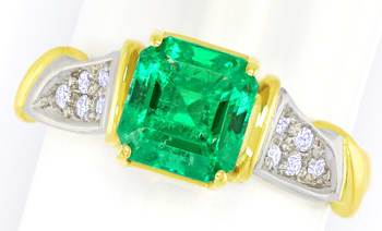 Foto 1 - Intensiv grüner Spitzen-Smaragd Diamantring, Q0156