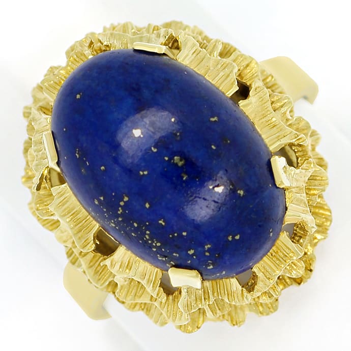 Gold-Ring 9,5ct Super Lapislazuli Cabochon 585 Gelbgold, aus Edelstein Farbstein Ringen