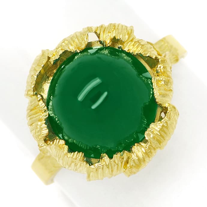 Edelsteinring grüner Achat Cabochon Gelbgold, aus Edelstein Farbstein Ringen