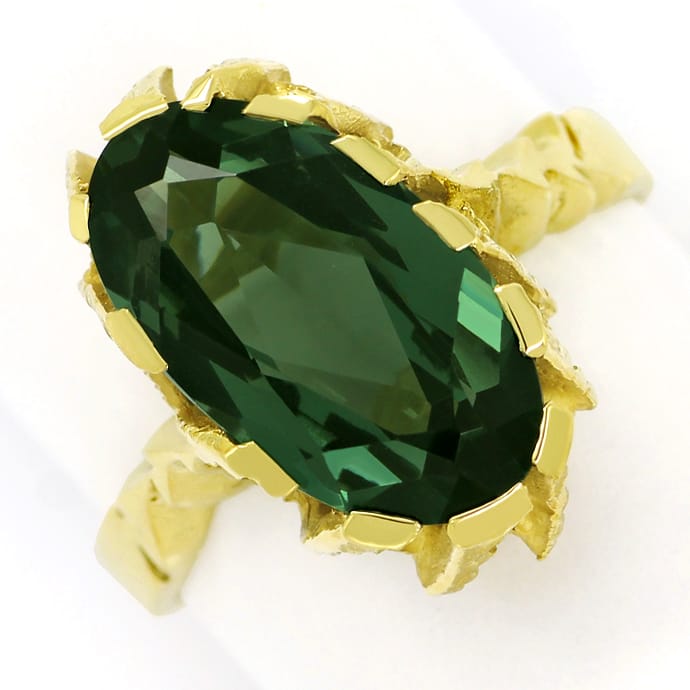Grüner Spinell 6ct in tollem Damenring aus 14K Gelbgold, aus Edelstein Farbstein Ringen
