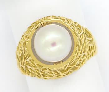 Foto 1 - Designer-Ring mit 9mm Akoyazuchtperle in 585er Gelbgold, Q0643