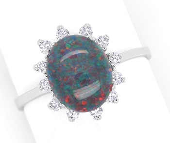 Foto 1 - Diamanten-Ring mit Opal Triplette in tollem Farbenspiel, Q0796