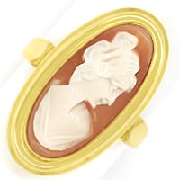 zum Artikel Damen Ring mit dekorativer ovaler Kamee in 14K Gelbgold, Q1017