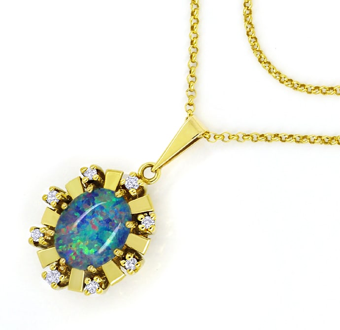 Foto 2 - Goldkette mit schillernder Opal Triplette und Diamanten, Q1045