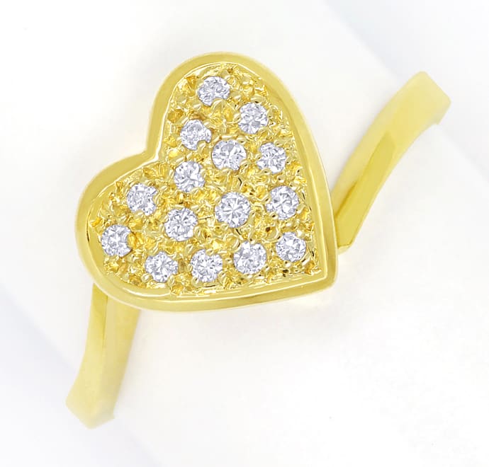 Foto 2 - Herz Diamantring mit Brillanten ausgefasst 14K Gelbgold, Q1359