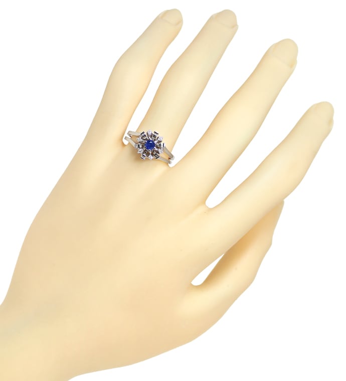 Foto 4 - Damenring mit blauem Saphir und Diamanten 14K Weißgold, Q1375