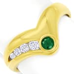 Designer-Gold-Diamantring 0,19ct Brillanten Top Smaragd