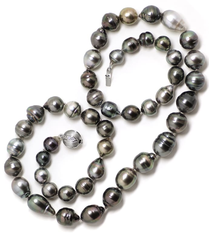 Foto 4 - Tahiti Perlenkette bis 12,8mm mit Diamanten Schloß, Q1803