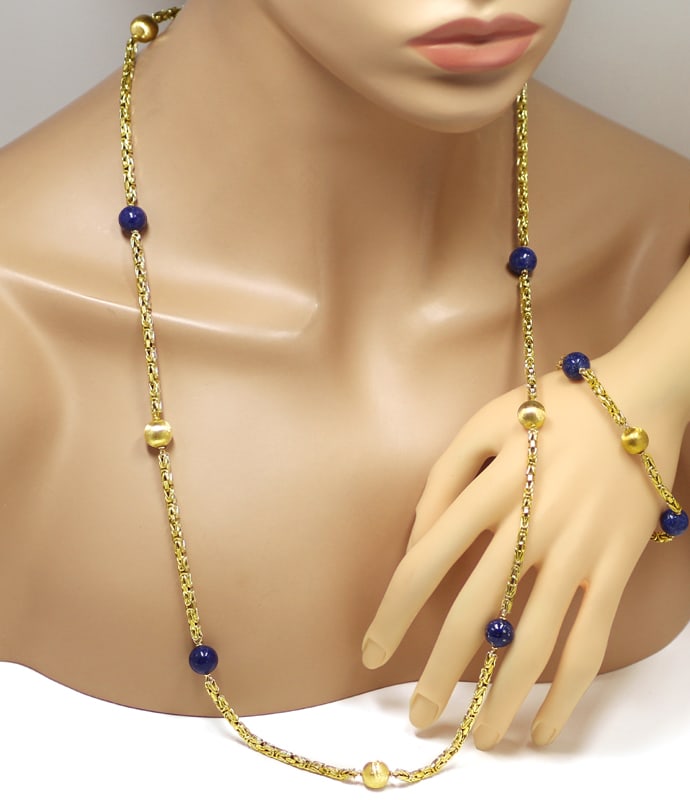 Foto 5 - Set Kette Armband Königskette mit Lapis Gelbgold, Q1878