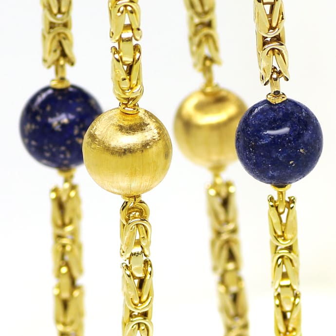 Set Kette Armband Königskette mit Lapis Gelbgold, Q1878