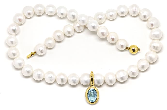 Foto 1 - Perlenkette mit Topas Clip Anhänger Gelbgold, Q1962