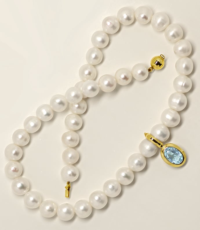 Foto 5 - Perlenkette mit Topas Clip Anhänger Gelbgold, Q1962