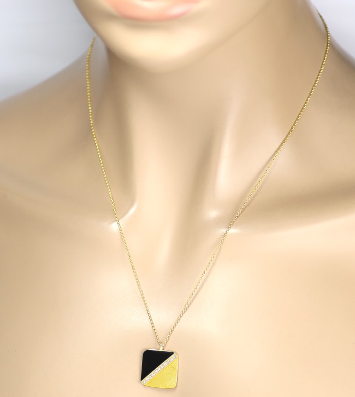 Foto 4 - Lupenreine Diamanten in Goldplatte mit Kette, Q3121