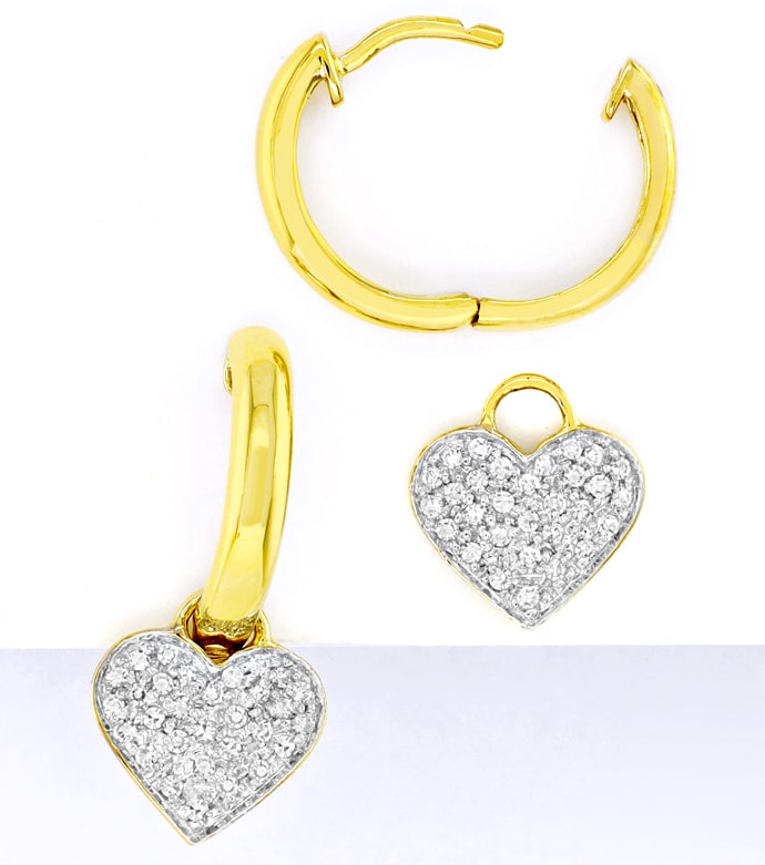 Foto 2 - Gelbgold-Creolen mit Herz 0,25ct Diamanten, R1090