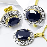 Gold-Ring Ohrringe Collier Saphire Diamanten