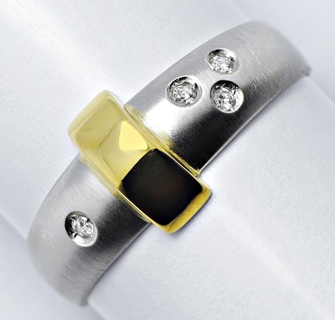 Foto 1 - Design-Bandring Diamanten Platin und Gelbgold, R1118