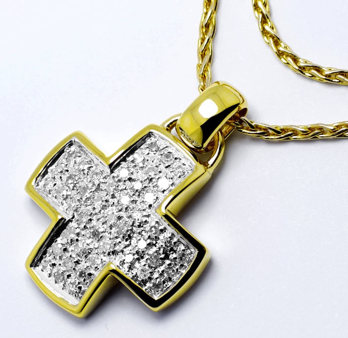 Foto 1 - Kreuz-Anhänger 0,50ct Diamanten mit Goldkette, R1131