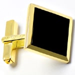 Quadratische Onyx-Manschettenknöpfe 14K Gold