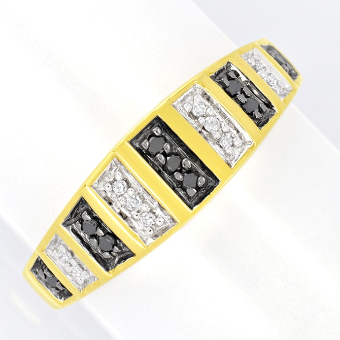 Foto 2 - Schwarze und weiße Diamanten im Gold-Bandring, R1155