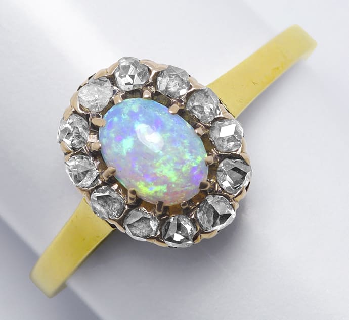 Foto 1 - Antiker Opal-Diamanten-Ring in 14K Gelbgold, R1210