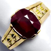 zum Artikel Antiker gemusterter Rotgold-Ring 3,7ct Granat, R1215