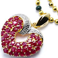 zum Artikel Buntes Designer Herz Collier Rubine Diamanten, R1239
