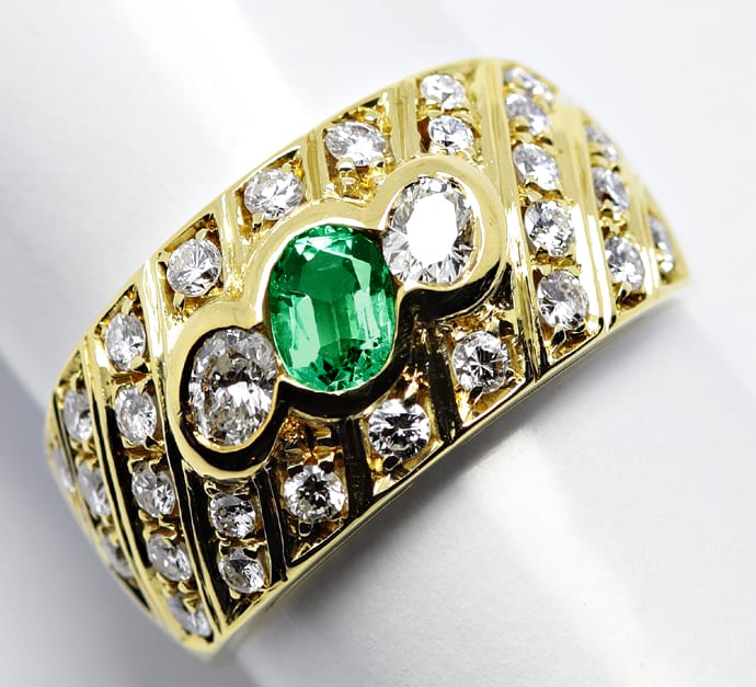 Foto 1 - Smaragd-Bandring 0,88ct Diamanten in Gelbgold, R1241