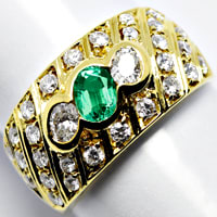 zum Artikel Smaragd-Bandring 0,88ct Diamanten in Gelbgold, R1241