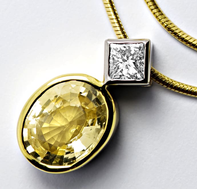 Foto 1 - Goldcollier 1,8ct gelber Saphir 0,18ct Diamant, R1262