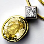 Goldcollier 1,8ct gelber Saphir 0,18ct Diamant