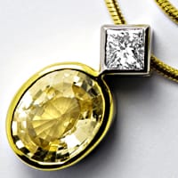 zum Artikel Goldcollier 1,8ct gelber Saphir 0,18ct Diamant, R1262