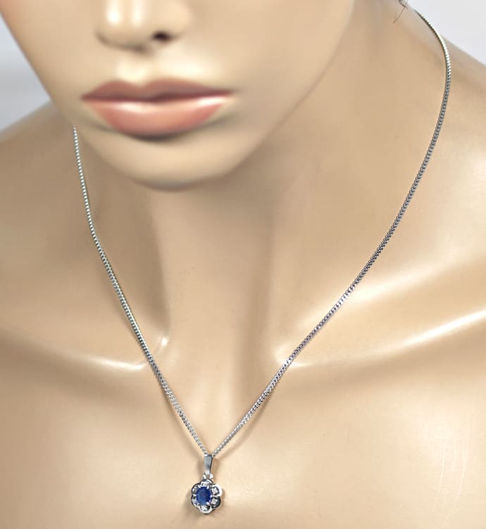 Foto 3 - Weißgold-Collier blauer Saphir und Diamanten, R1288